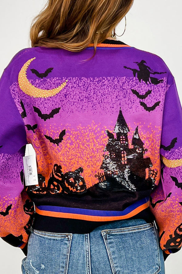 Casual Halloween Scene Cardigan