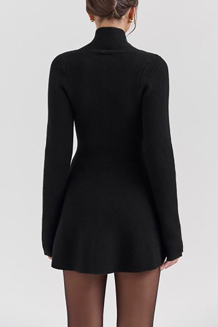 V-Neck Button-up Cardigan Mini Dress