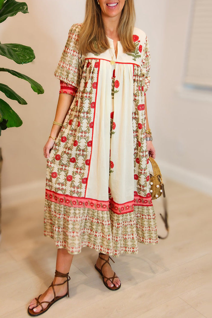 Cream Multi Floral Maxi Dress