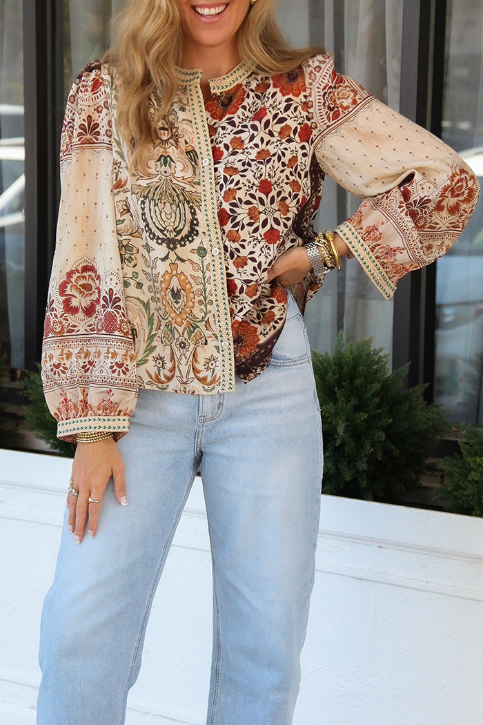 Casual Patched Floral Top