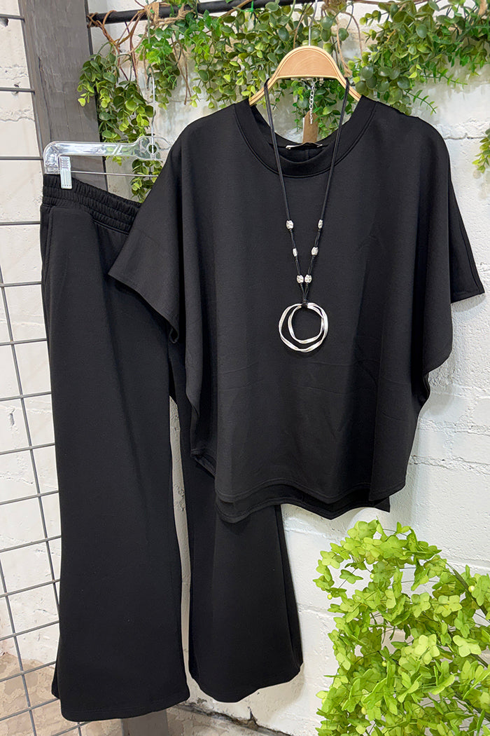 Casual Short Sleeve Top & Wide Leg Pants Two Piece Set