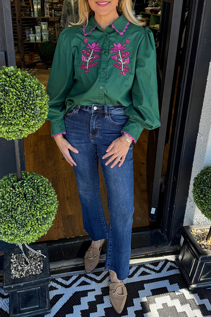 Floral Embroidered Puff Sleeve Top