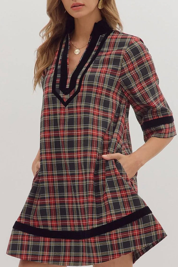 Casual Plaid Tunic Dress