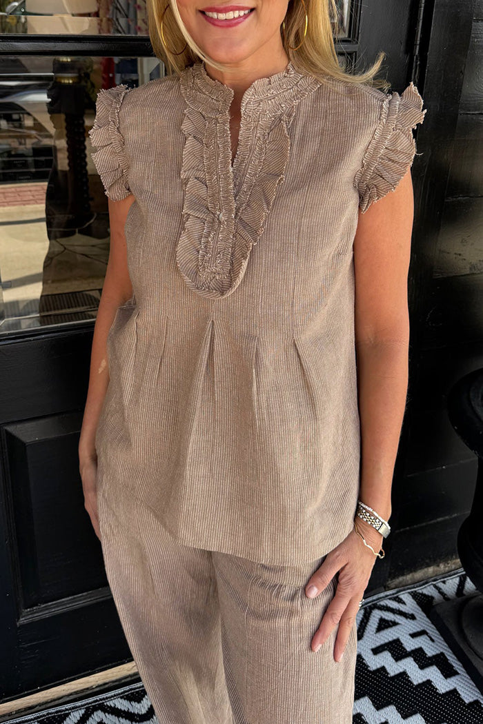 Sleeveless Ruffle Wide Leg Set