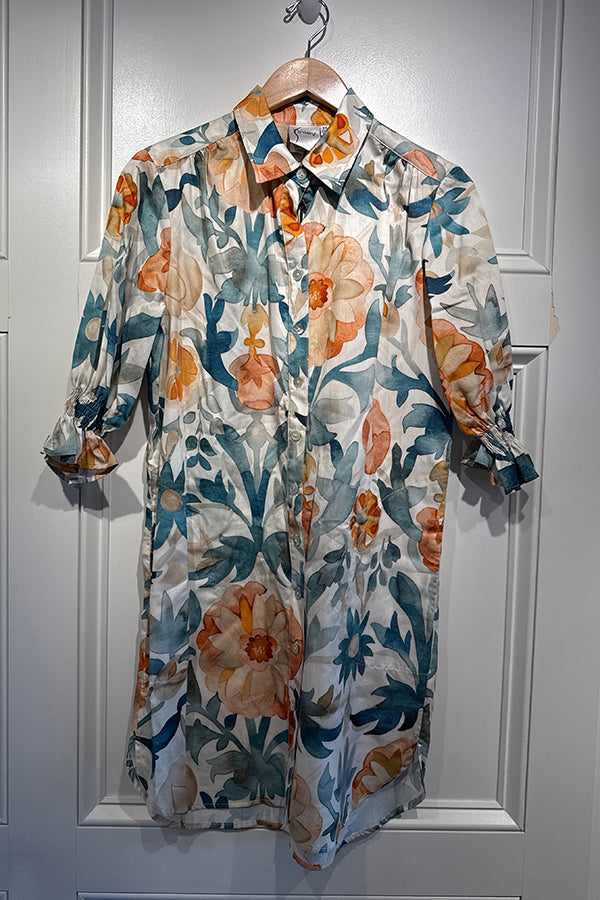 Floral Pattern Pocket Shirt Dress