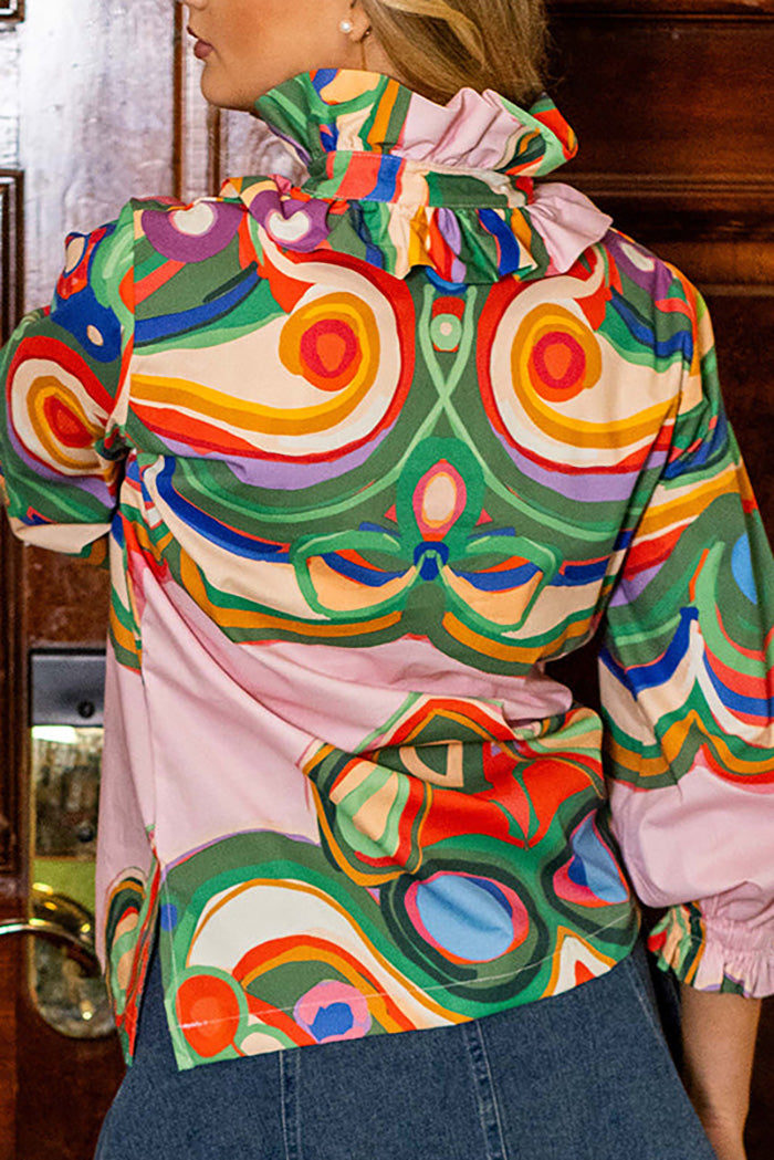 Multi Color Abstract Print Top