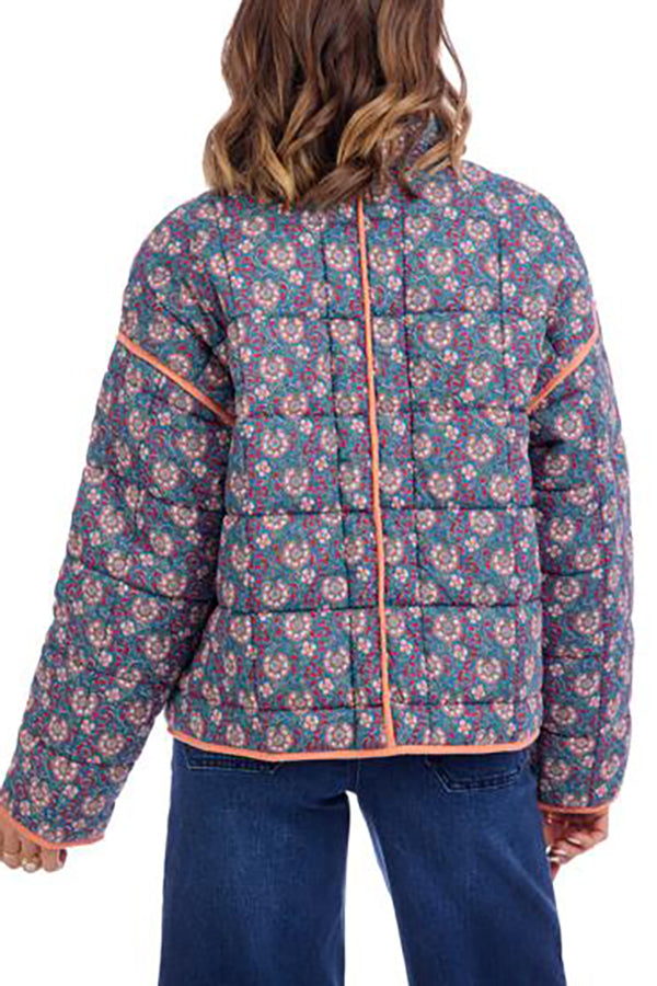 Casual Floral Quilted Jacket