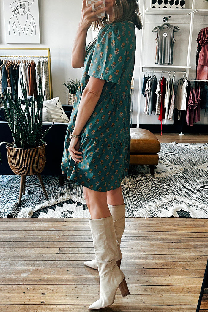 Ruffles Hem Floral Dress