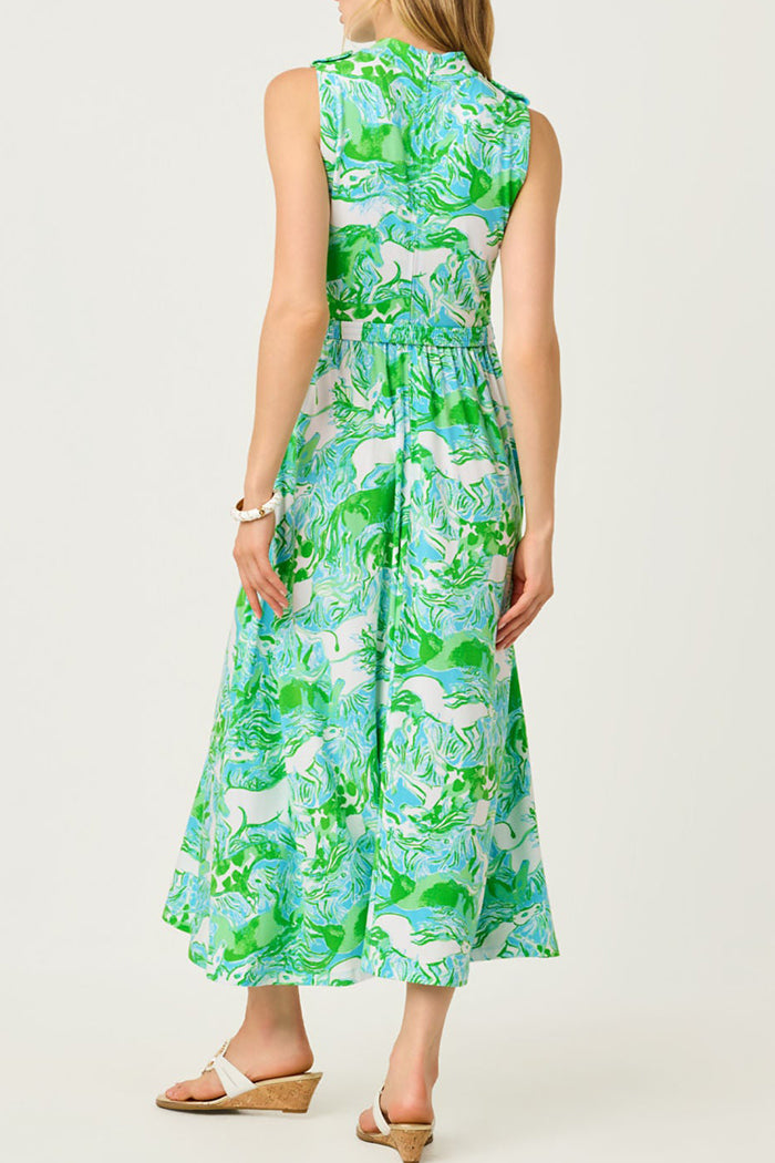Sleeveless Belted Pocket Midi Dress