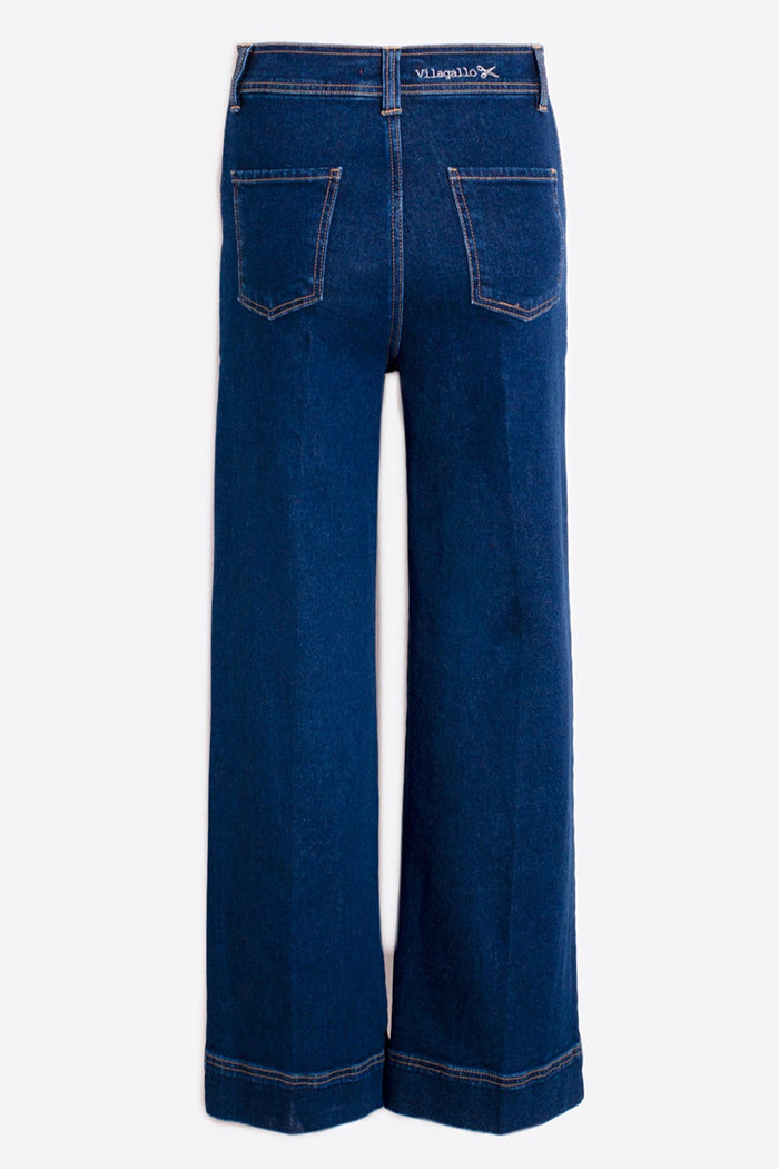 Casual Wide Leg Pocket Jeans