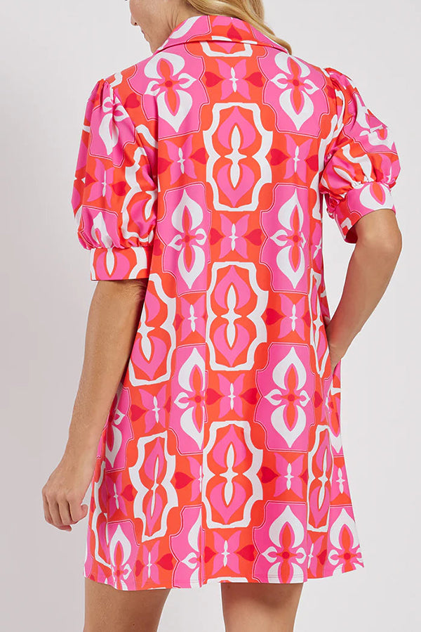 Puff Sleeves Pockets Dress