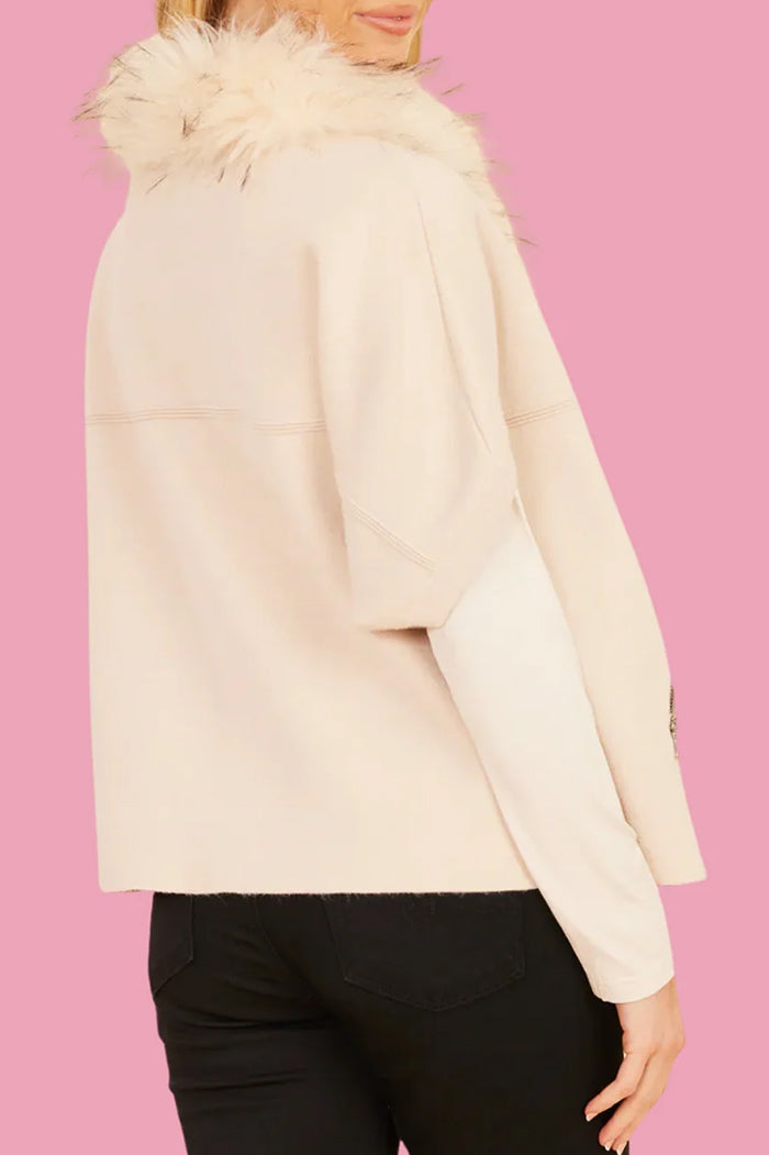 Faux Fur Trim Cardigan