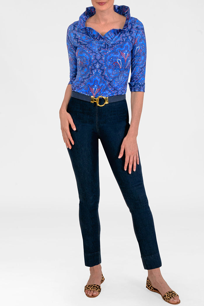 3/4 Sleeve Ruffneck Top