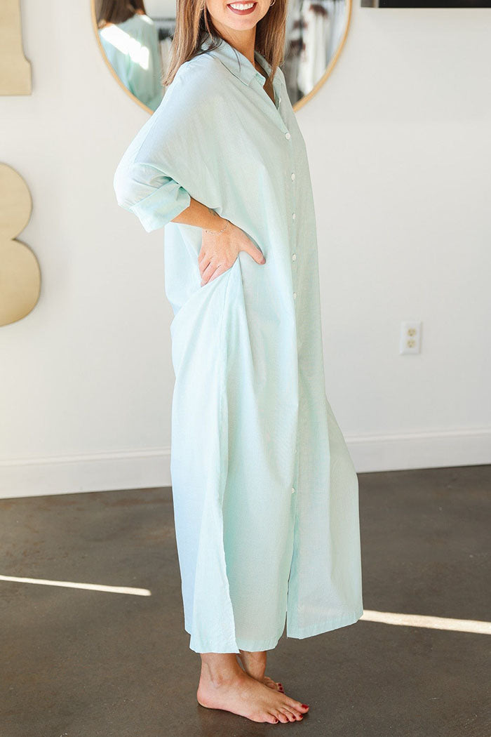 Side Slit Pocket Button Dress