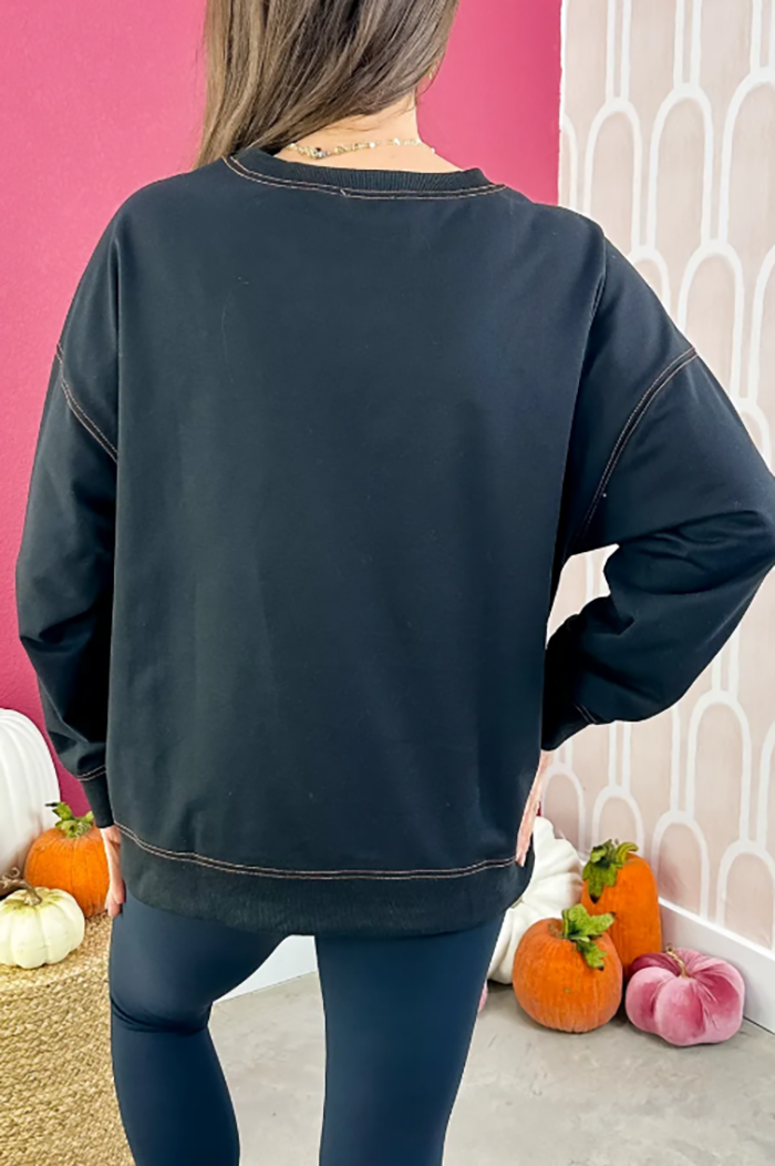 Casual Pumpkin Sequin Top