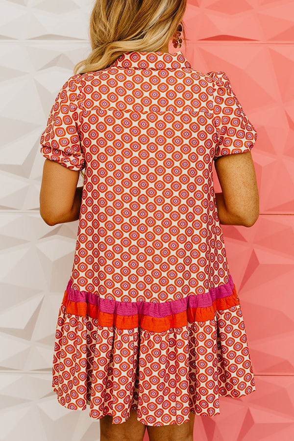 Button Down Pleated Hem Dress