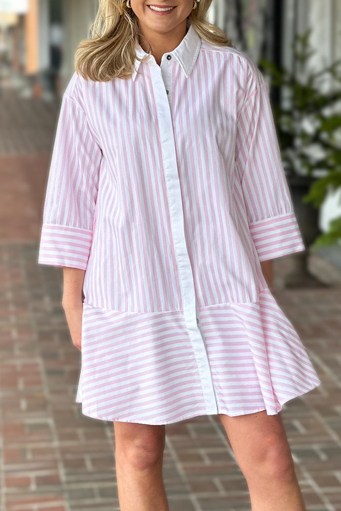 Casual Striped Button Dress