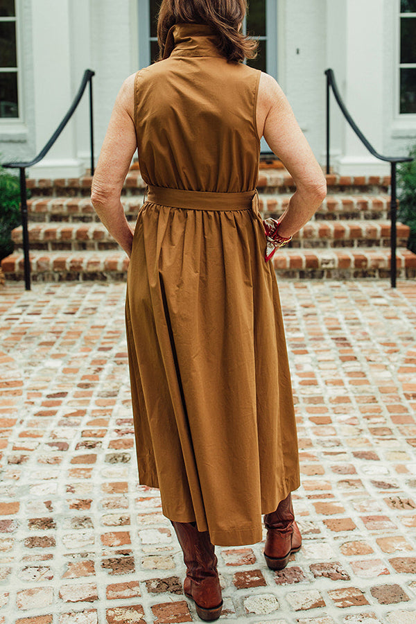 Button Front Sleeveless Dress