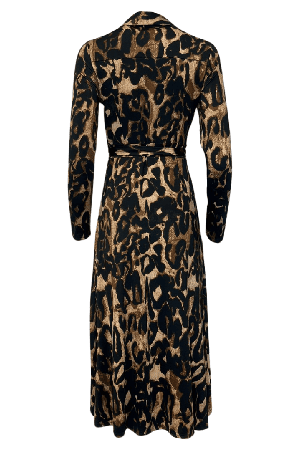 Leopard Print Lace-Up Dress