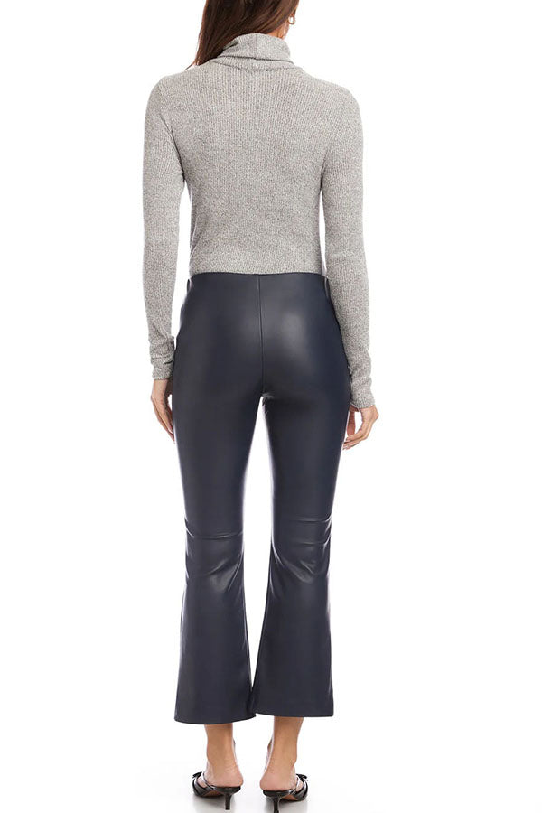 Casual Faux Leather Pants