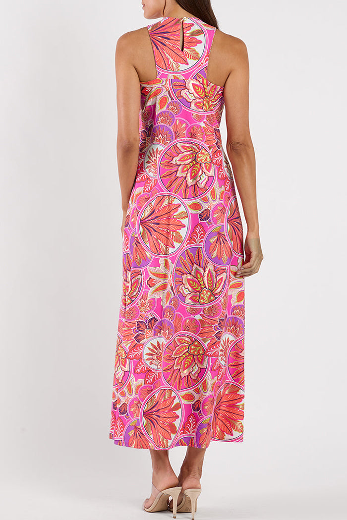 Floral Twist Knot Sleeveless Maxi Dress
