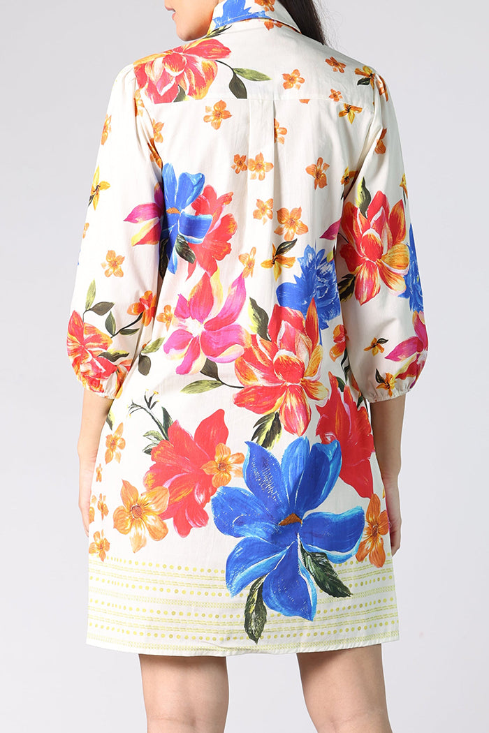 Floral Pattern Shirt Dress
