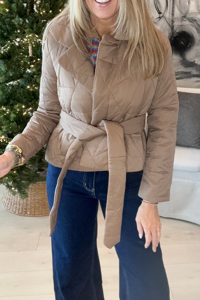 Casual Belted Quilted Jacket