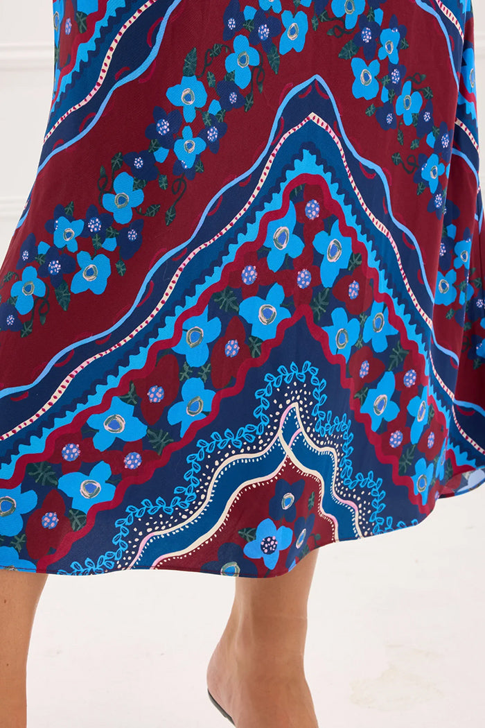 Floral Bias Cut Midi Skirt