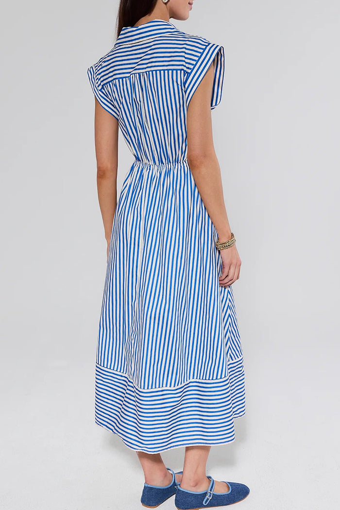 Striped Tie Waist Shirt Dress