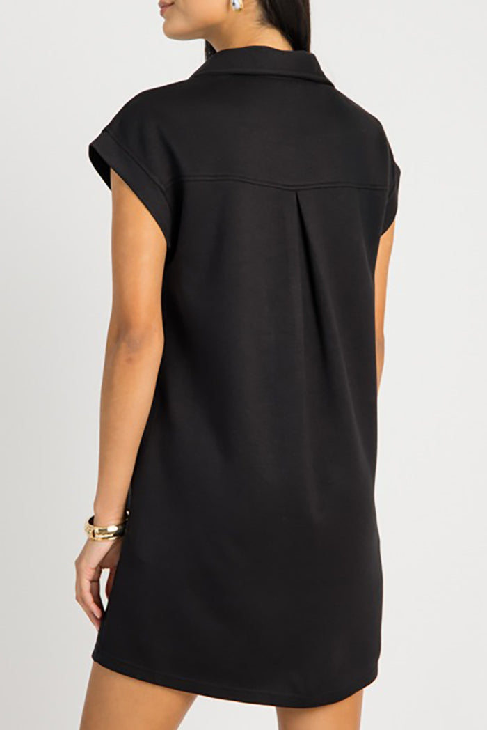 Solid Color Collar Pocket Dress