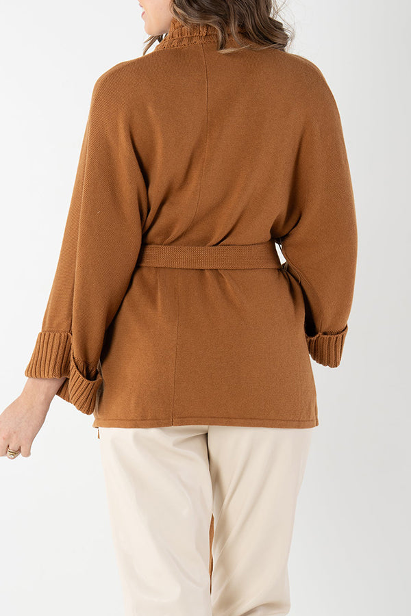 Chunky Rib Knit Trim Cardigan