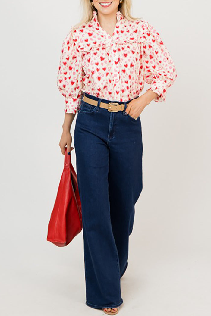 Casual Heart Patterned Blouse