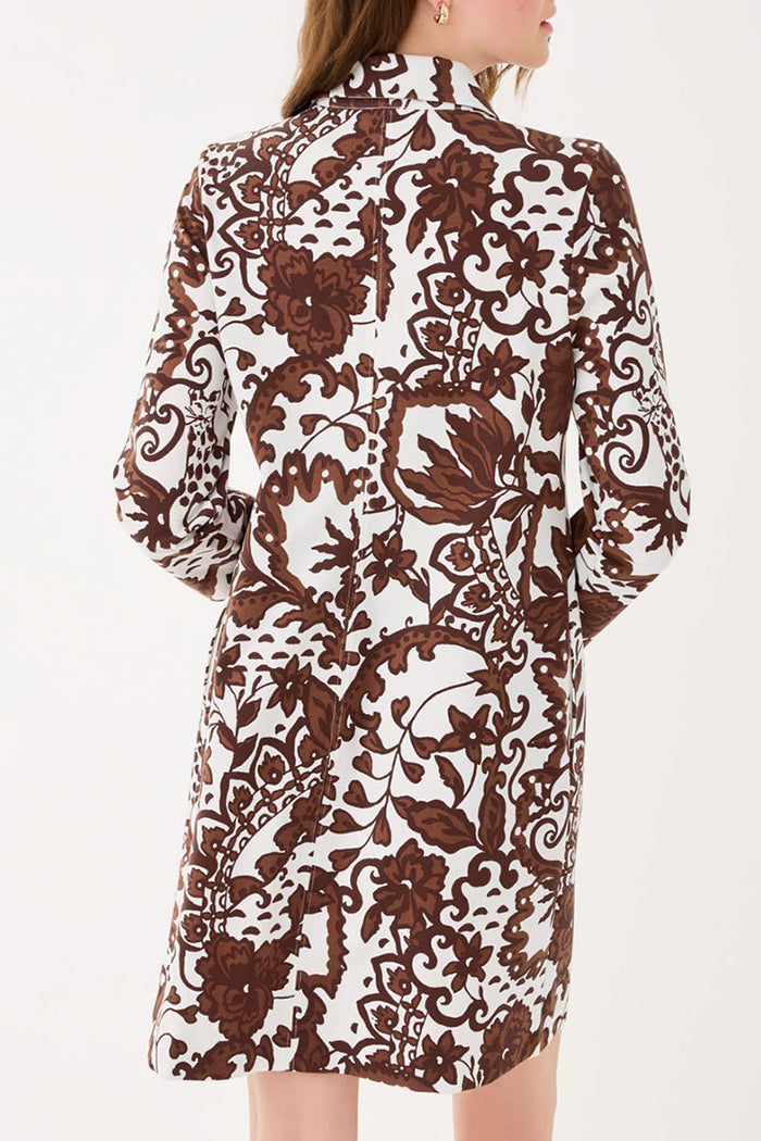 Long Sleeve Collared Print Dress