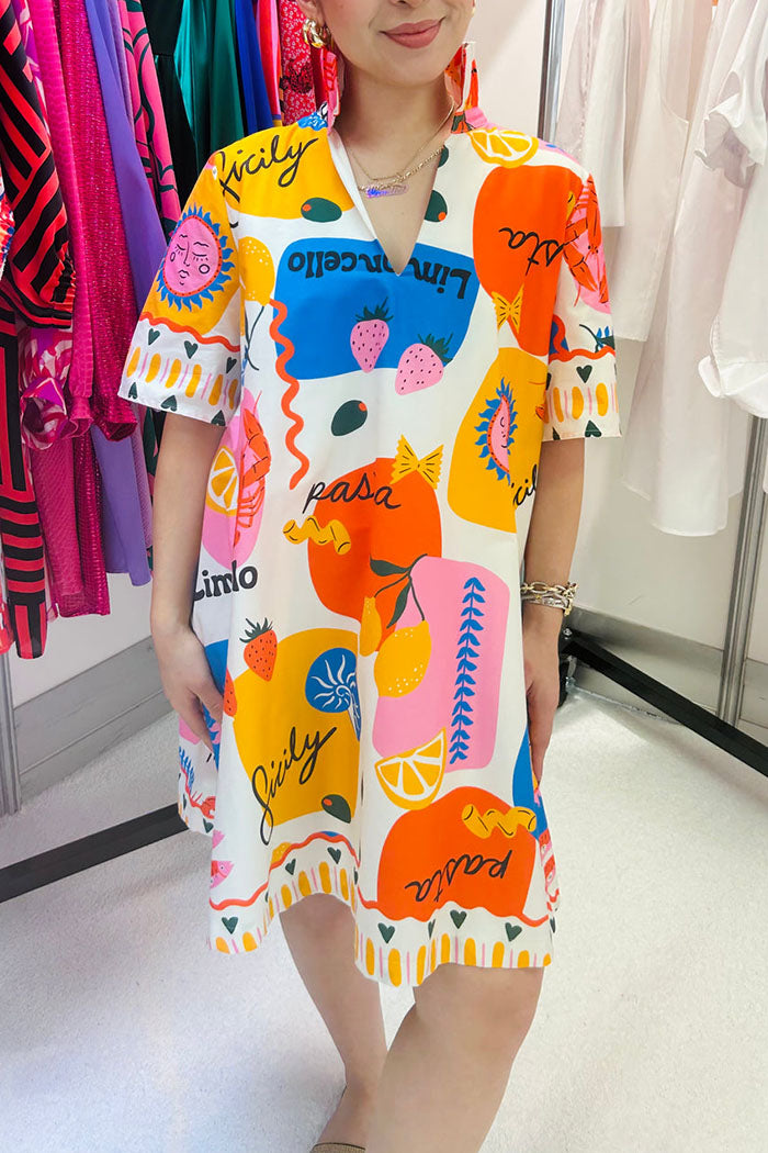 Colorful Mixed Print Pocket Dress