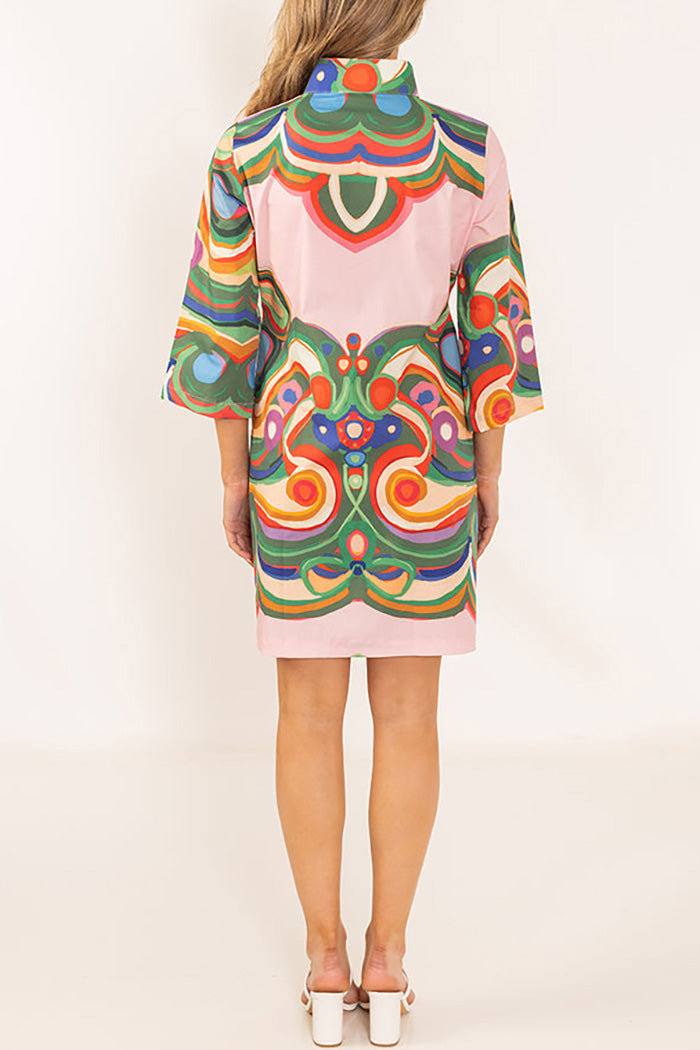 Tie Waist Printed Mini Dress