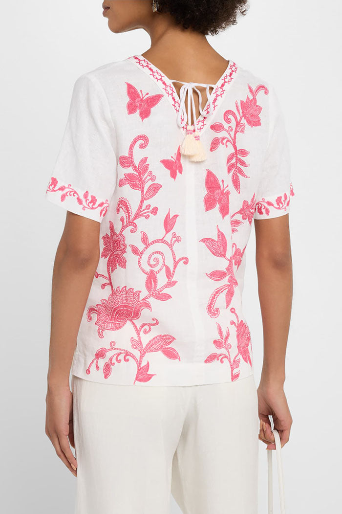 Embroidered Floral-Print Top