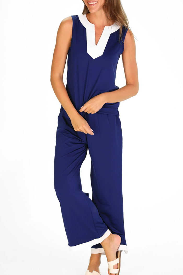 Sleeveless Bell-Bottom Pants Set