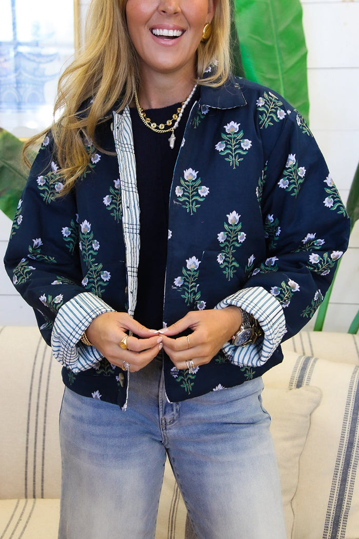 Floral Pattern Reversible Jacket