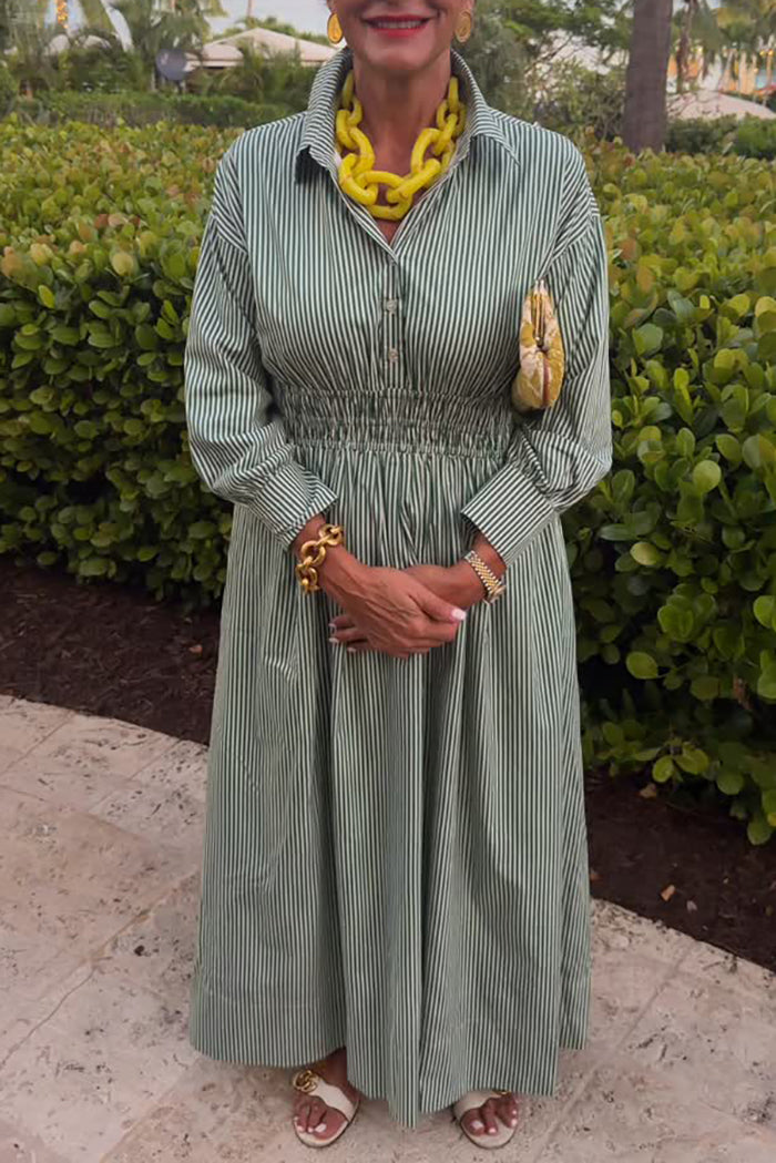 Casual Stripe Button Dress