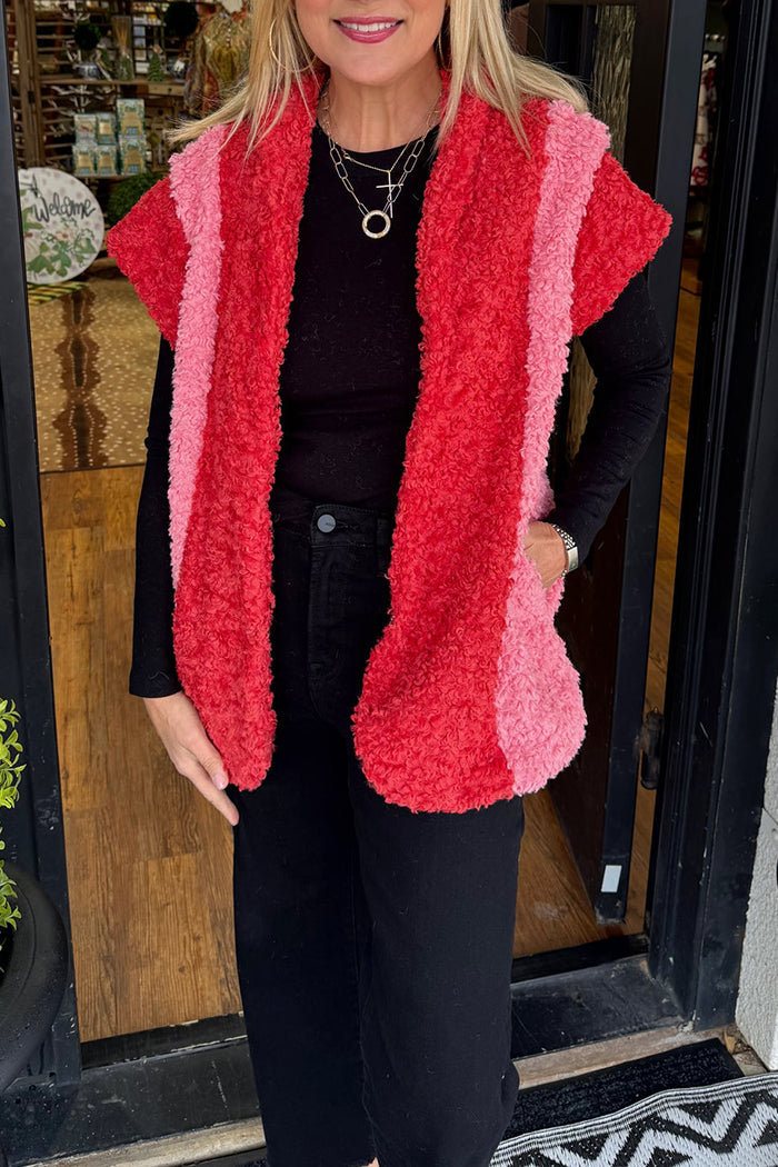 Textured Fluffy Sleeveless Pocket Vest