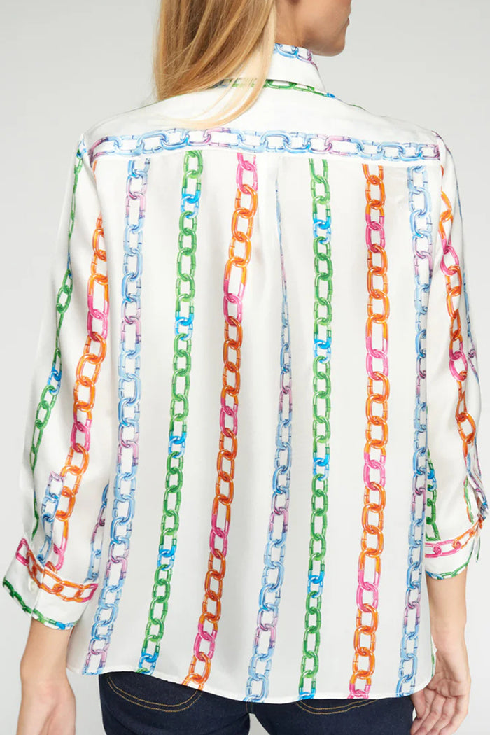 Multicolor Chain Print Button Down Top