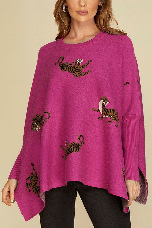 Animal Print Slit Sweater