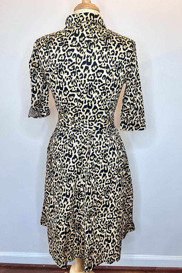 Casual Leopard Belt Dress