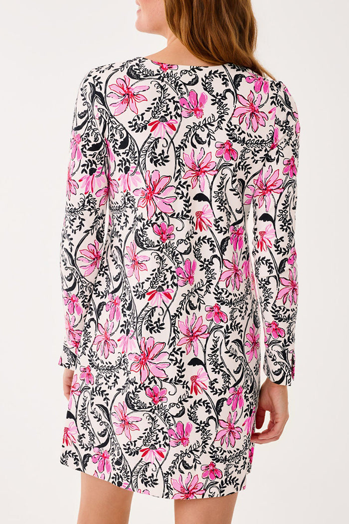 Pink Floral Long-Sleeve Dress