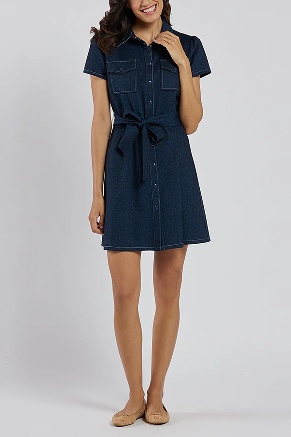 Casual Pockets Denim Dress