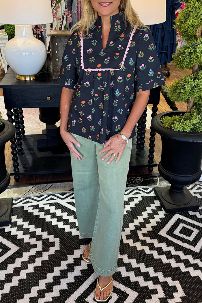 Floral Scallop Trim Top