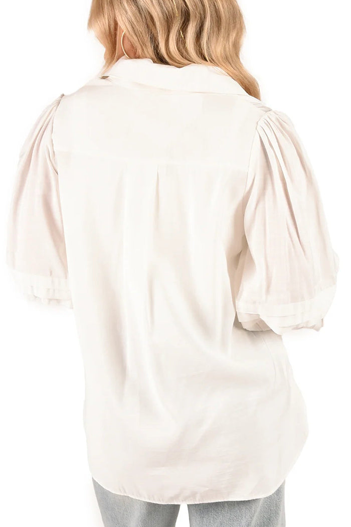 Casual Pleated Sleeve Blouse
