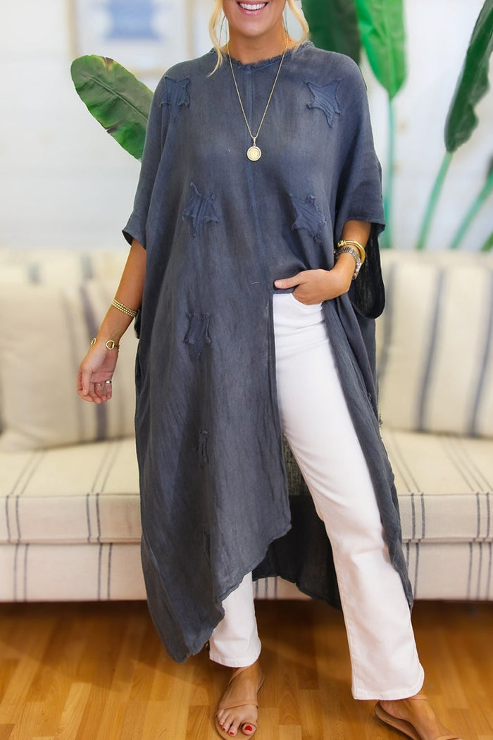 Casual Charcoal Front Slit Kaftan