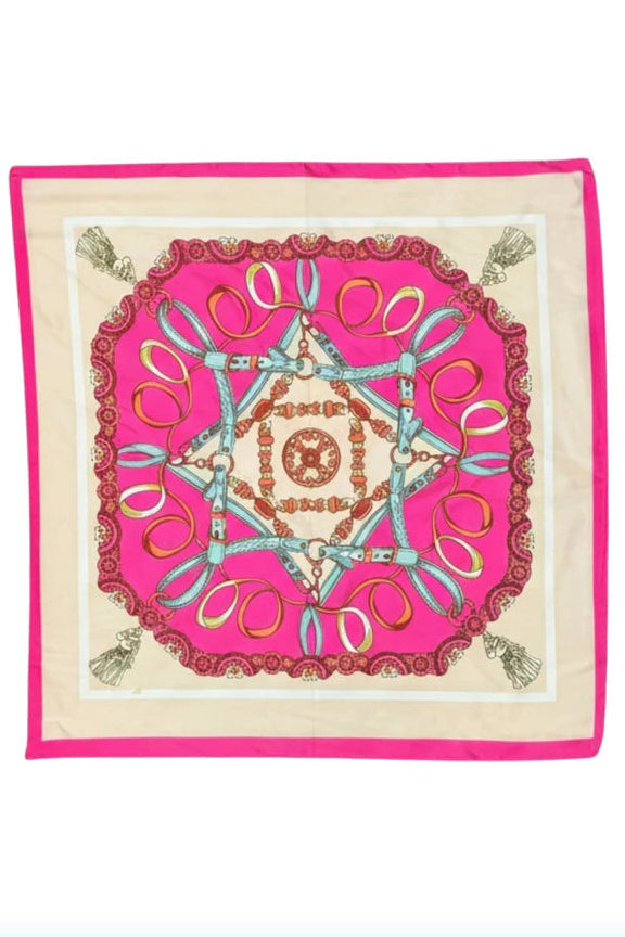 Vintage Ornate Printed Silk Scarf