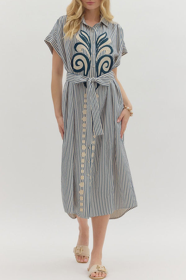 Abstract Embroidered Applique Dress